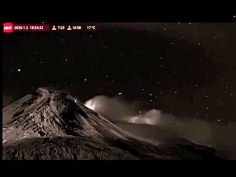 UFO footage captured by a fixed webcam overlooking Mount Etna in Sicily, Italy