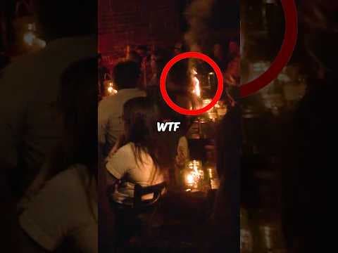 her hair caught ON FIRE during the show ?