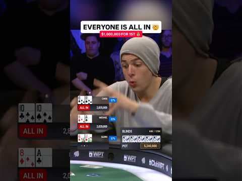 FINAL THREE ALL IN at $1,000,000 WPT Final Table 😱 #poker #casino #philhellmuth