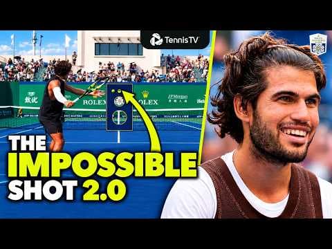 Can These Tennis Pros Make The IMPOSSIBLE Shot? Part 2 π